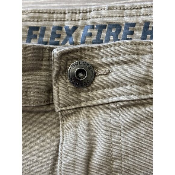 Duluth Trading Co Jeans Mens 46x32 Relaxed Flex Fire Hose Beige Canvas Utility - Picture 7 of 16